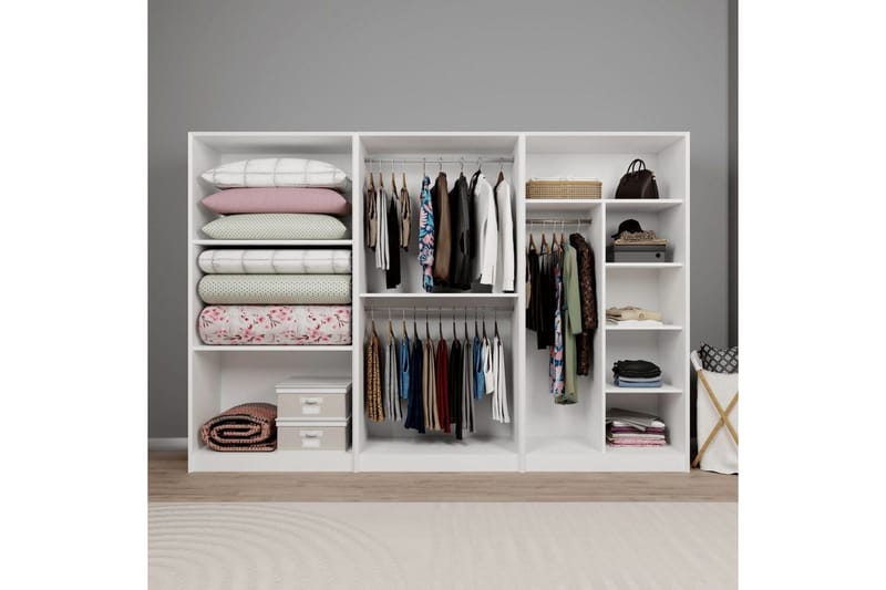 Nagouri Garderobe 280x190 cm - Hvid - Opbevaring - Tøjopbevaring - Garderobeskabe