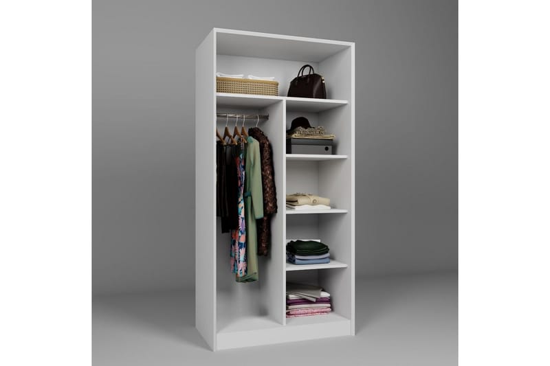 Nagouri Garderobe 94x190 cm - Hvid - Opbevaring - Tøjopbevaring - Garderobeskabe