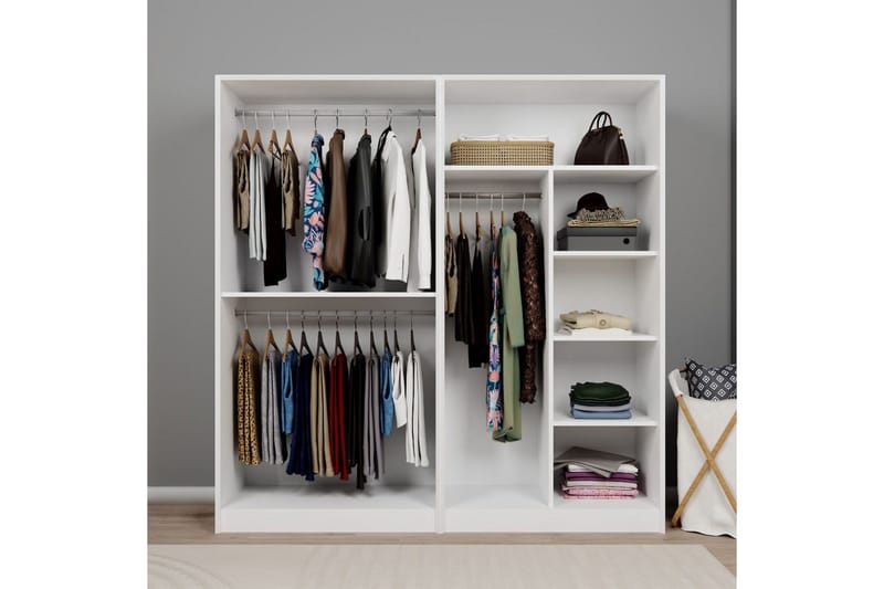 Nagouri Garderobesskåp 188x190 cm - Hvid - Opbevaring - Tøjopbevaring - Garderobeskabe - Garderobeskab & klædeskab
