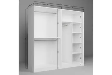 Nagouri Garderobesskåp 188x190 cm - Hvid - Opbevaring - Tøjopbevaring - Garderobeskabe - Garderobeskab & klædeskab