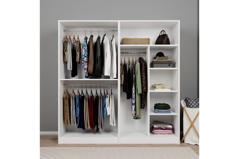 Nagouri Garderobesskåp 188x190 cm - Hvid - Opbevaring - Tøjopbevaring - Garderobeskabe - Garderobeskab & klædeskab