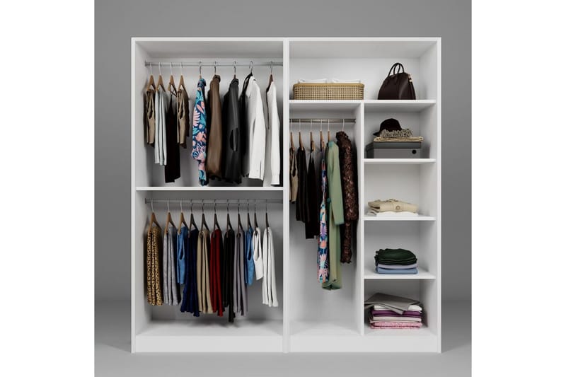 Nagouri Garderobesskåp 188x190 cm - Hvid - Opbevaring - Tøjopbevaring - Garderobeskabe - Garderobeskab & klædeskab
