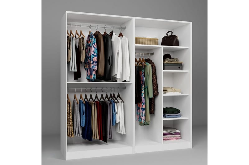 Nagouri Garderobesskåp 188x190 cm - Hvid - Opbevaring - Tøjopbevaring - Garderobeskabe - Garderobeskab & klædeskab