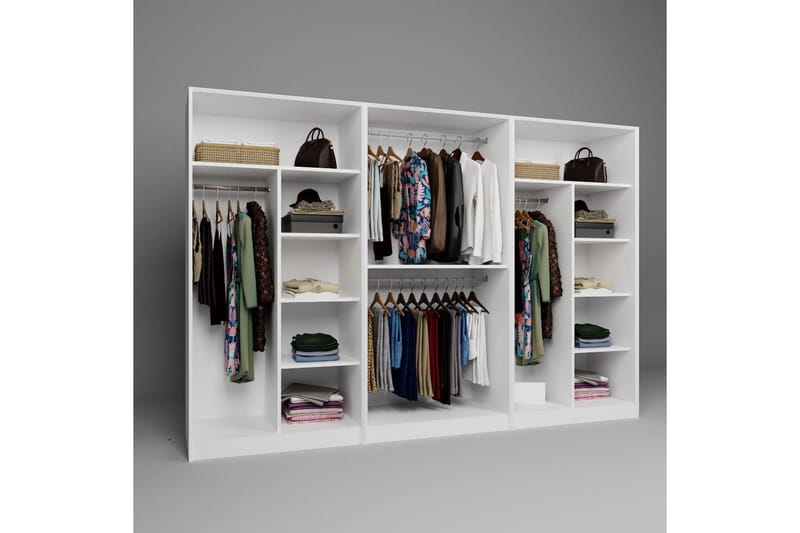 Nagouri Garderobesskåp 280x190 cm - Hvid - Opbevaring - Tøjopbevaring - Garderobeskabe - Garderobeskab & klædeskab