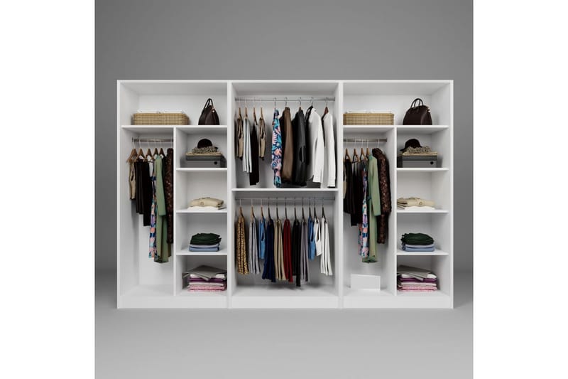 Nagouri Garderobesskåp 280x190 cm - Hvid - Opbevaring - Tøjopbevaring - Garderobeskabe - Garderobeskab & klædeskab