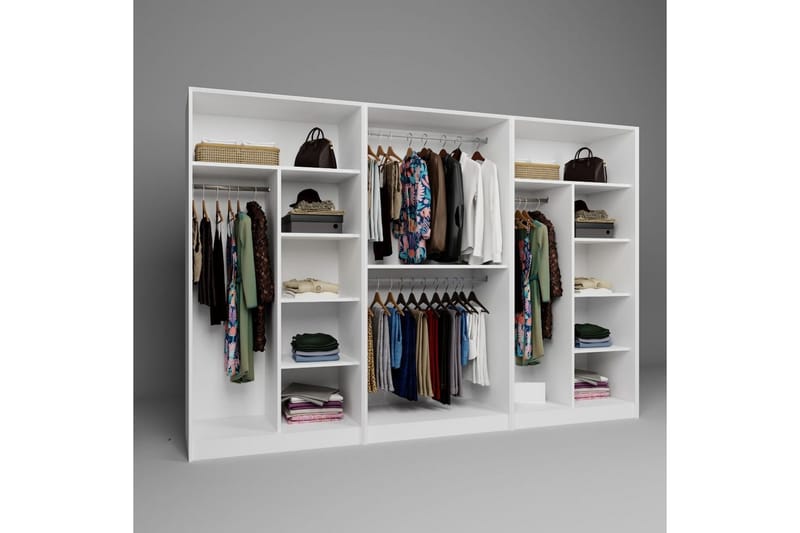 Nagouri Garderobesskåp 280x190 cm - Hvid - Opbevaring - Tøjopbevaring - Garderobeskabe - Garderobeskab & klædeskab