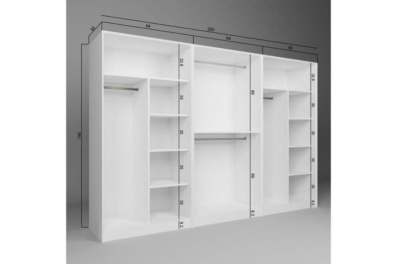 Nagouri Garderobesskåp 280x190 cm - Hvid - Opbevaring - Tøjopbevaring - Garderobeskabe - Garderobeskab & klædeskab