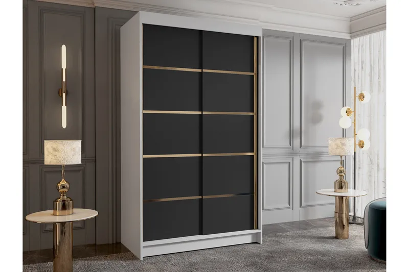 Narbonne Garderobe 100x200 cm - Sort/Hvid - Opbevaring - Tøjopbevaring - Garderobeskabe