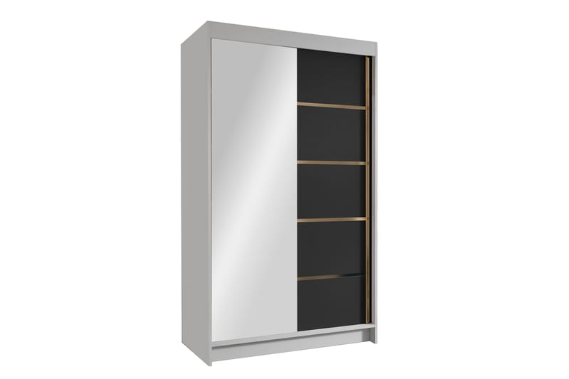 Narbonne Garderobe med Spejl 100x200 cm, Sort/Hvid
