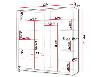 Navron Garderobeskabeskab med spejl 220x221 cm - Beige - Opbevaring - Tøjopbevaring - Garderobeskabe