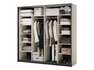 Navron Garderobeskabeskab med spejl 220x221 cm - Beige - Opbevaring - Tøjopbevaring - Garderobeskabe