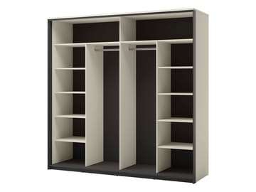 Navron Garderobeskabeskab med spejl 220x221 cm - Beige - Opbevaring - Tøjopbevaring - Garderobeskabe