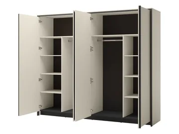 Navron Garderobeskabeskab med spejl 251x215 cm - Beige - Opbevaring - Tøjopbevaring - Garderobeskabe