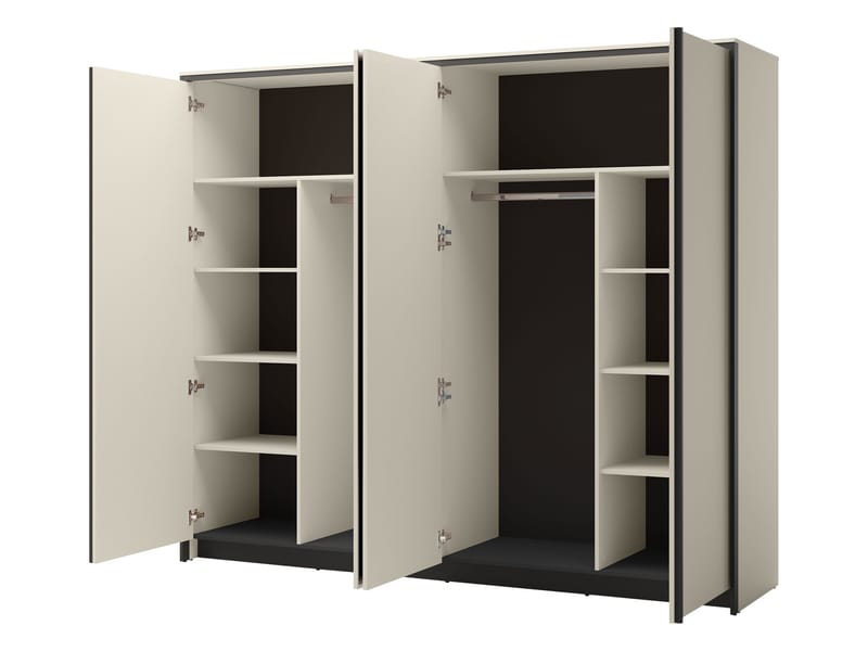 Navron Garderobeskabeskab med spejl 251x215 cm - Beige - Opbevaring - Tøjopbevaring - Garderobeskabe