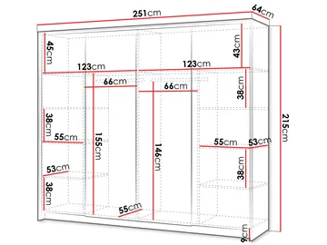 Navron Garderobeskabeskab med spejl 251x215 cm - Beige - Opbevaring - Tøjopbevaring - Garderobeskabe