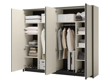 Navron Garderobeskabeskab med spejl 251x215 cm - Beige - Opbevaring - Tøjopbevaring - Garderobeskabe