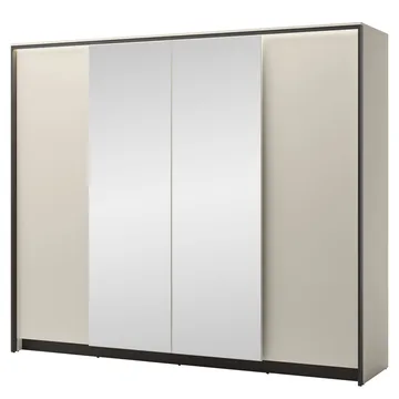 Navron Garderobeskabeskab med spejl 251x215 cm - Beige - Opbevaring - Tøjopbevaring - Garderobeskabe