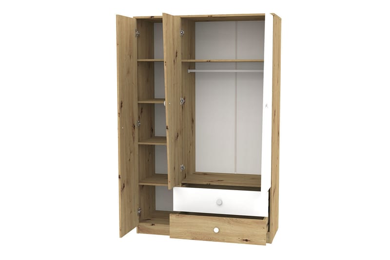 Nero Garderobe 120 cm - Natur/Hvid - Opbevaring - Tøjopbevaring - Garderobeskabe