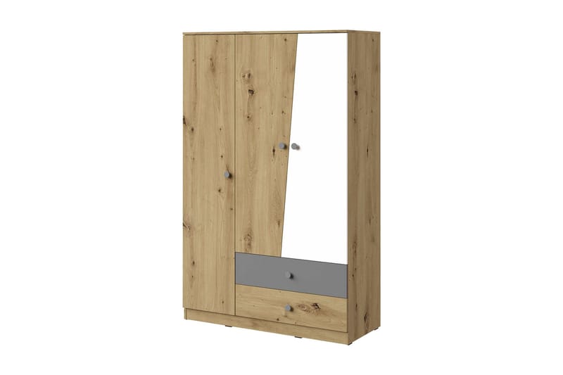 Nero Garderobe 120 cm, Natur/Hvid/Grå