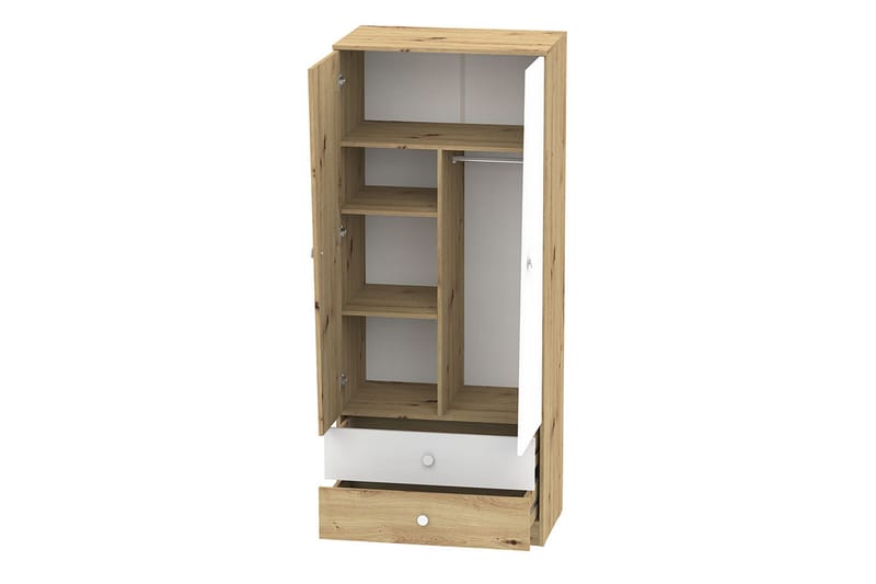 Nero Garderobe 80 cm - Natur/Hvid/Grå - Opbevaring - Tøjopbevaring - Garderobeskabe