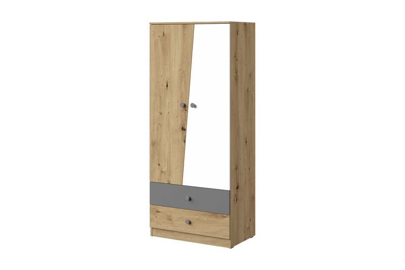 Nero Garderobe 80 cm - Natur/Hvid/Grå - Opbevaring - Tøjopbevaring - Garderobeskabe
