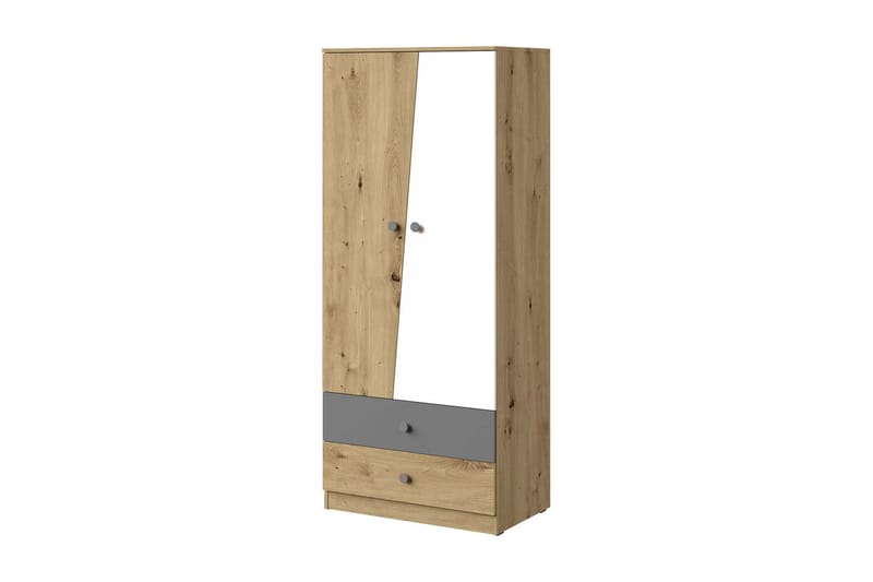 Nero Garderobe 80 cm, Natur/Hvid/Grå
