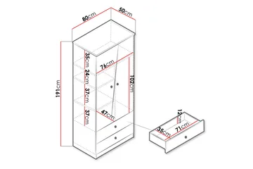 Nero Garderobe 80 cm - Natur/Hvid/Grå - Opbevaring - Tøjopbevaring - Garderobeskabe