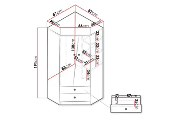 Nero Garderobe 87 cm - Natur/Hvid - Opbevaring - Tøjopbevaring - Garderobeskabe - Hjørnegarderobe