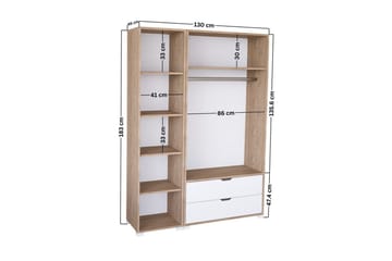 Nordhs Garderobesskåp 130x183 cm - Valnød - Opbevaring - Tøjopbevaring - Garderobeskabe - Garderobeskab & klædeskab