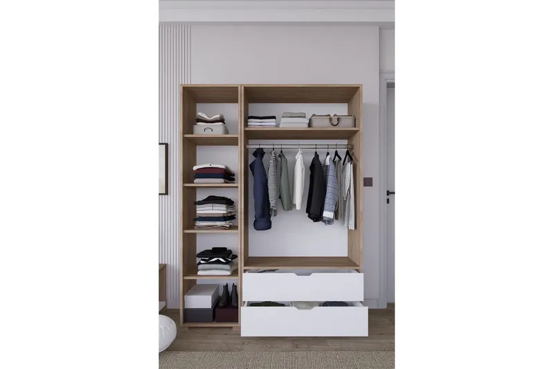 Nordhs Garderobesskåp 130x183 cm - Valnød - Opbevaring - Tøjopbevaring - Garderobeskabe - Garderobeskab & klædeskab