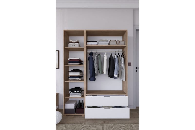 Nordhs Garderobesskåp 130x183 cm - Valnød - Opbevaring - Tøjopbevaring - Garderobeskabe - Garderobeskab & klædeskab