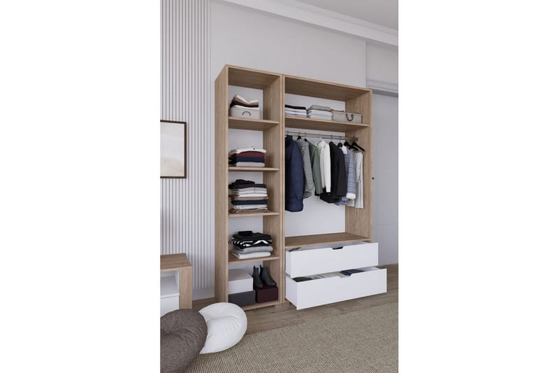 Nordhs Garderobesskåp 130x183 cm - Valnød - Opbevaring - Tøjopbevaring - Garderobeskabe - Garderobeskab & klædeskab