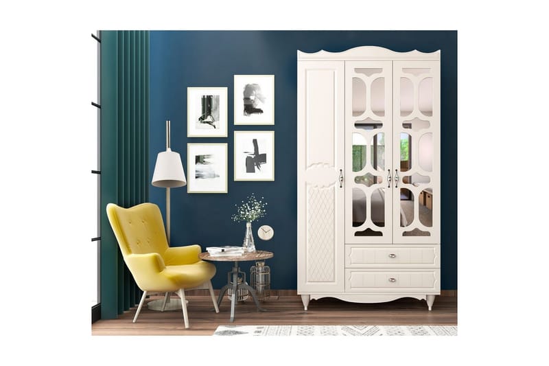 Noric Garderobe 105x190 cm, Mat Hvid