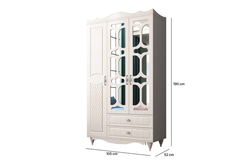 Noric Garderobe 105x190 cm - Mat Hvid - Opbevaring - Tøjopbevaring - Garderobeskabe