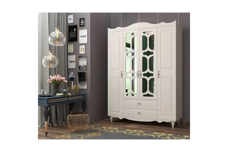 Noric Garderobe 140x190 cm, Mat Hvid