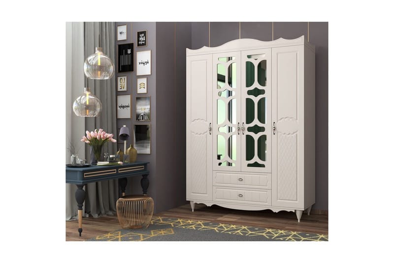 Noric Garderobe 140x190 cm, Mat Hvid