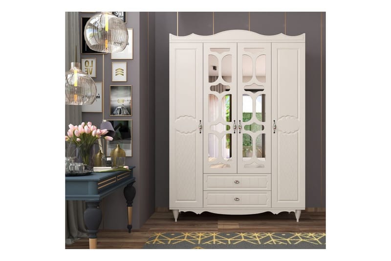 Noric Garderobe 140x190 cm - Mat Hvid - Opbevaring - Tøjopbevaring - Garderobeskabe