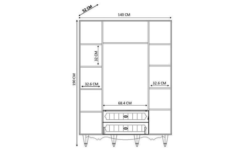Noric Garderobe 140x190 cm - Mat Hvid - Opbevaring - Tøjopbevaring - Garderobeskabe