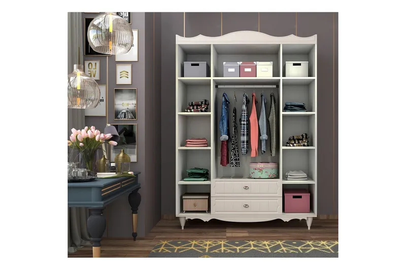 Noric Garderobe 140x190 cm - Mat Hvid - Opbevaring - Tøjopbevaring - Garderobeskabe