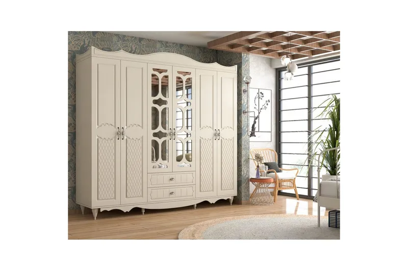 Noric Garderobe 210x190 cm - Mat Hvid - Opbevaring - Tøjopbevaring - Garderobeskabe