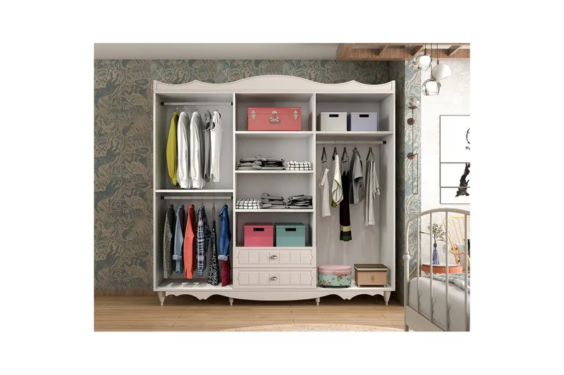Noric Garderobe 210x190 cm - Mat Hvid - Opbevaring - Tøjopbevaring - Garderobeskabe
