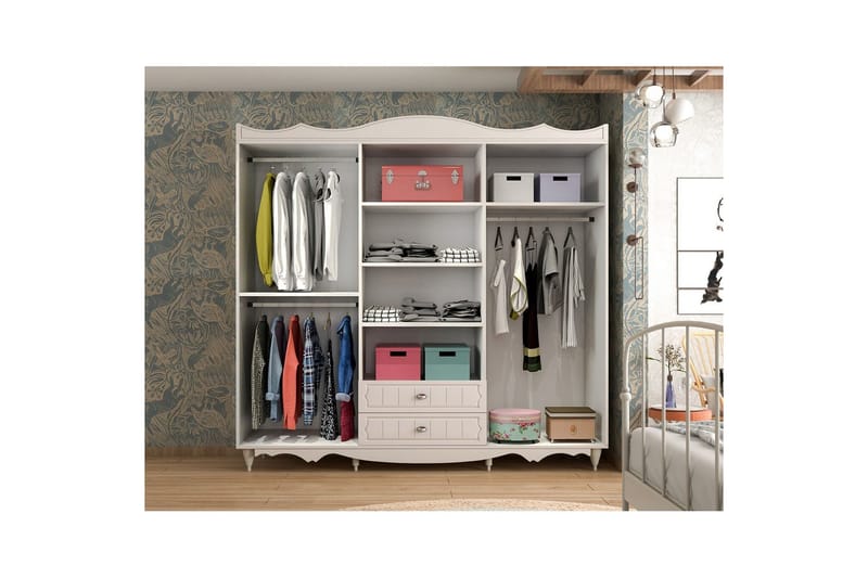 Noric Garderobe 210x190 cm - Mat Hvid - Opbevaring - Tøjopbevaring - Garderobeskabe