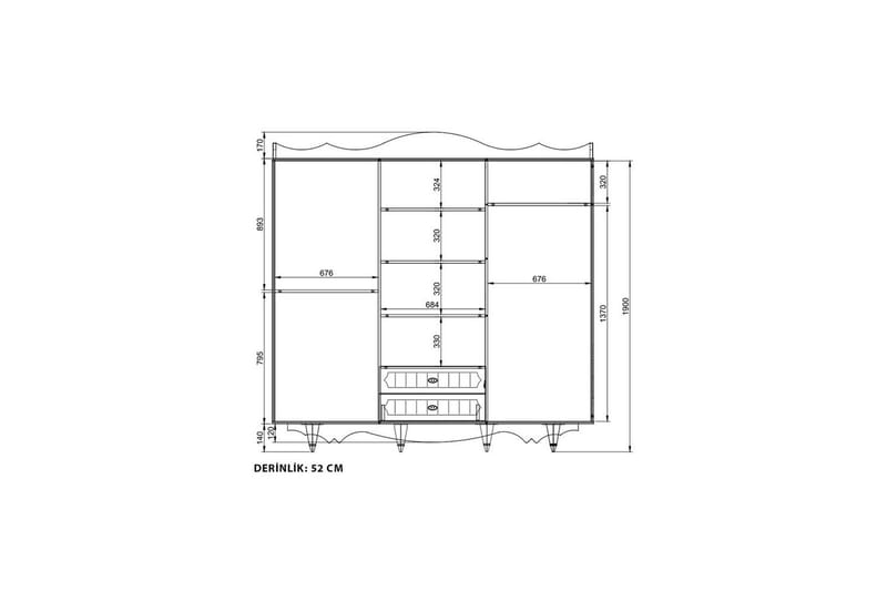 Noric Garderobe 210x190 cm - Mat Hvid - Opbevaring - Tøjopbevaring - Garderobeskabe