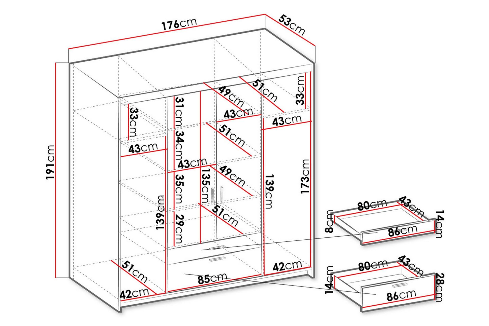 Norrbyn Garderobe 53x190x176,3 cm - Hvid - Opbevaring - Tøjopbevaring - Garderobeskabe
