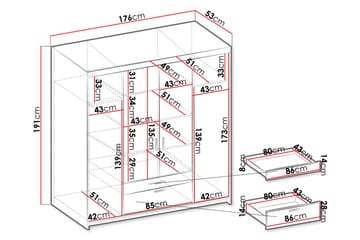 Norrbyn Garderobe 53x190x176,3 cm - Hvid - Opbevaring - Tøjopbevaring - Garderobeskabe