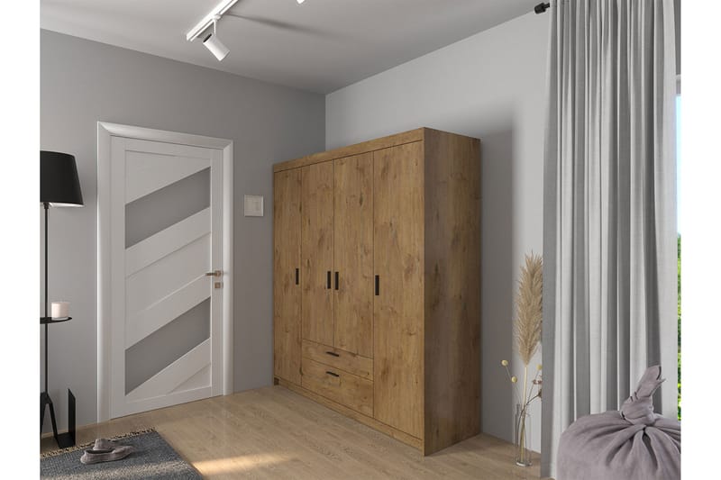 Norrbyn Garderobe 53x190x176,3 cm - Natur - Garderobeskabe - Garderobeskab & klædeskab