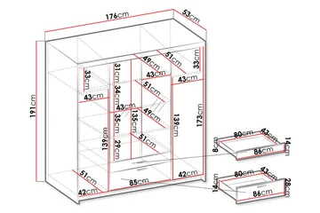 Norrbyn Garderobe med Spejl 53x190x176,3 cm - Natur - Opbevaring - Tøjopbevaring - Garderobeskabe