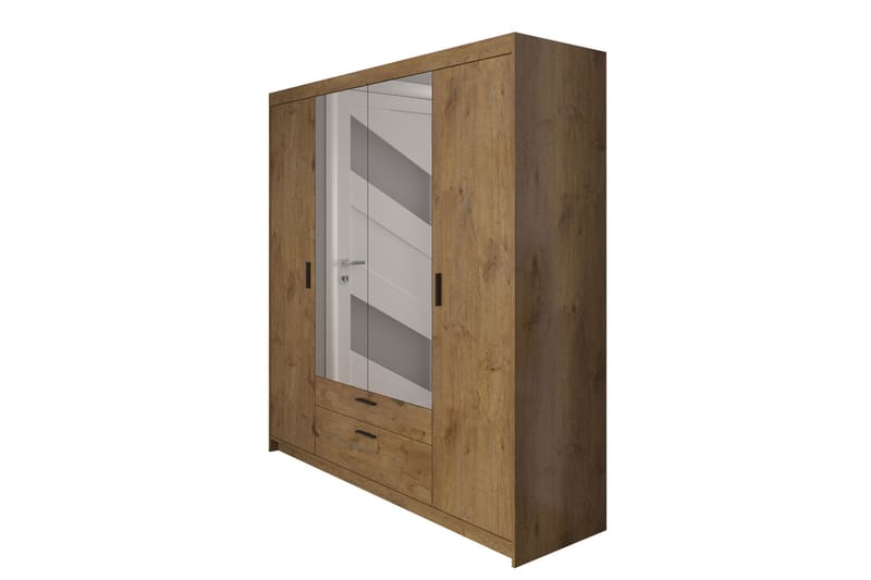 Norrbyn Garderobe med Spejl 53x190x176,3 cm - Natur - Garderobeskabe - Garderobeskab & klædeskab