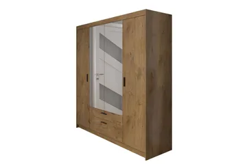 Norrbyn Garderobe med Spejl 53x190x176,3 cm - Natur - Opbevaring - Tøjopbevaring - Garderobeskabe