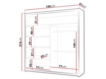 Norrebon Garderobeskab med spejl 160x215 cm - sort - Opbevaring - Tøjopbevaring - Garderobeskabe
